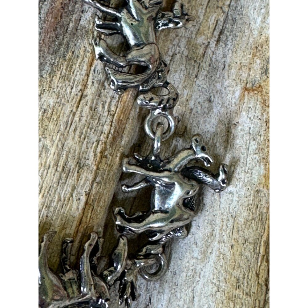 Vintage GSJ Sterling Silver Noahs Ark Animal Bracelet Giraffe Elephant - Picture 4 of 5